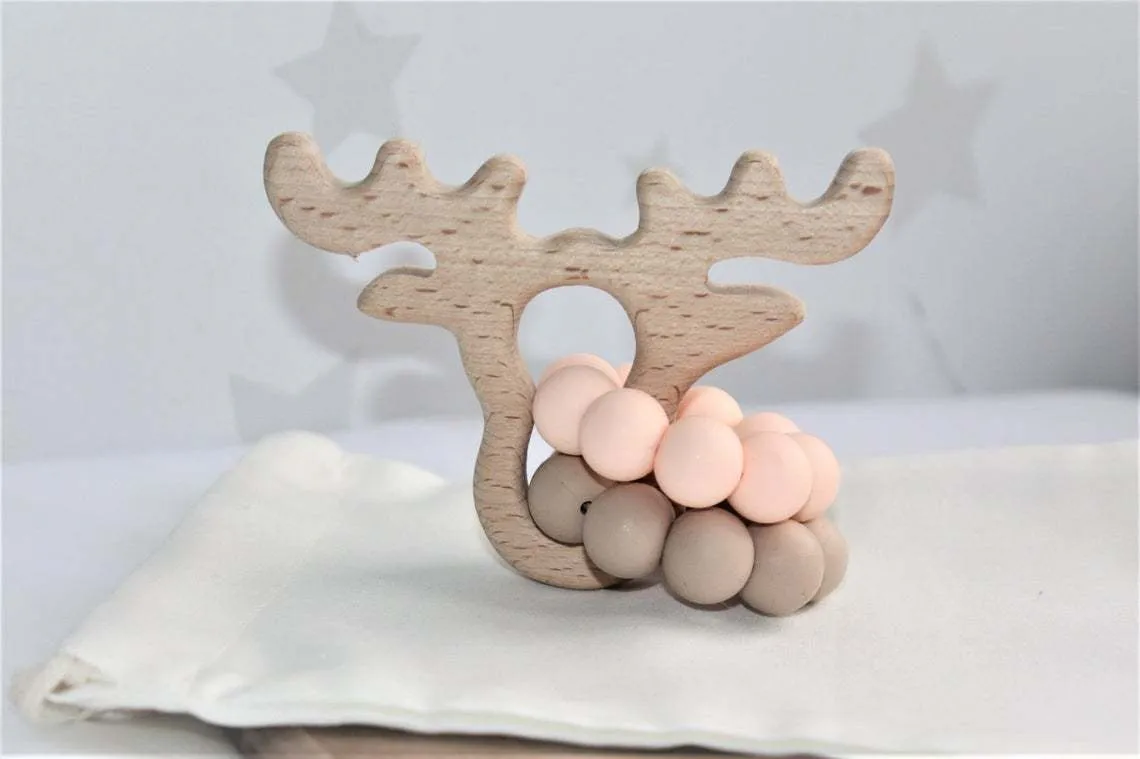 Silicone Beads Raw Wooden Rattles