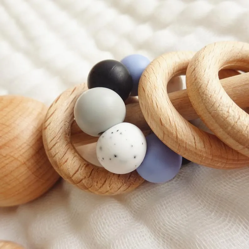 Silicone Beads Raw Wooden Rattles