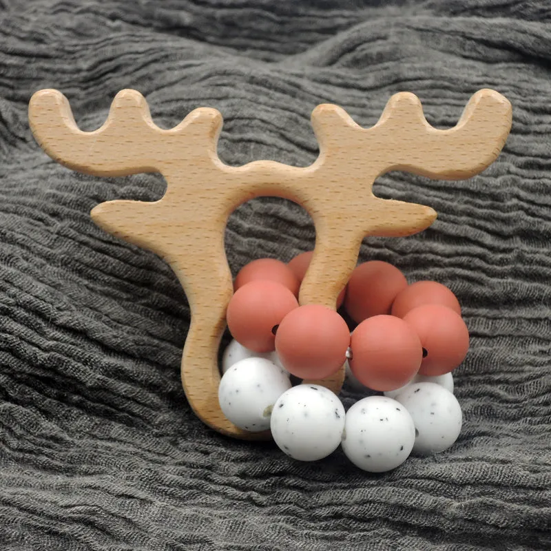 Silicone Beads Raw Wooden Rattles
