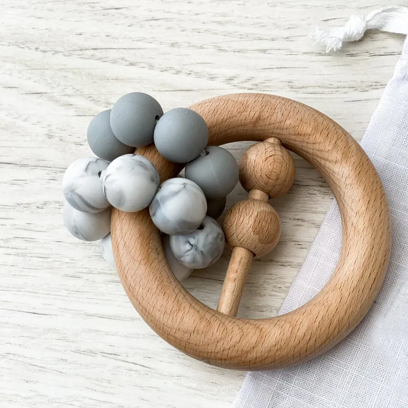Silicone Beads Raw Wooden Rattles