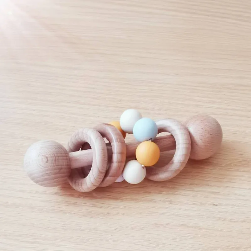 Silicone Beads Raw Wooden Rattles