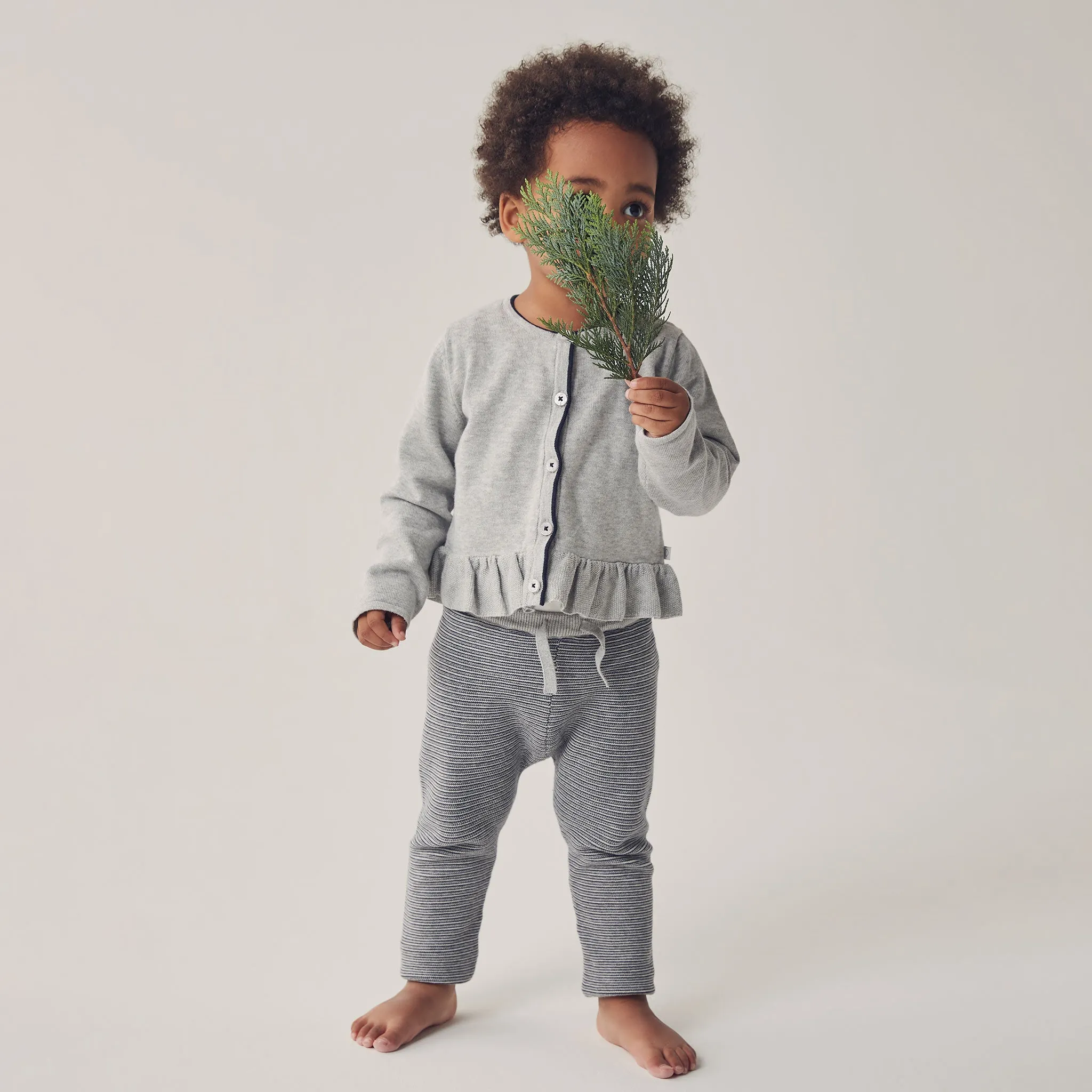 Silver Ruffle Cardigan & Joggers Set
