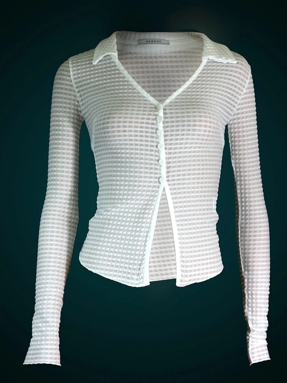 Skinny Check Collar Cardigan