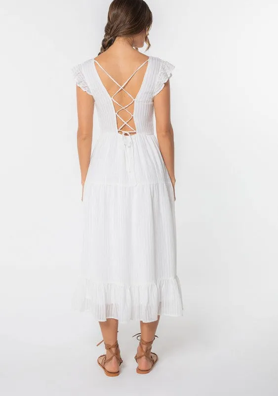 Talia Lace Up Midi Dress
