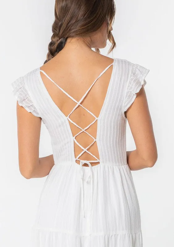 Talia Lace Up Midi Dress