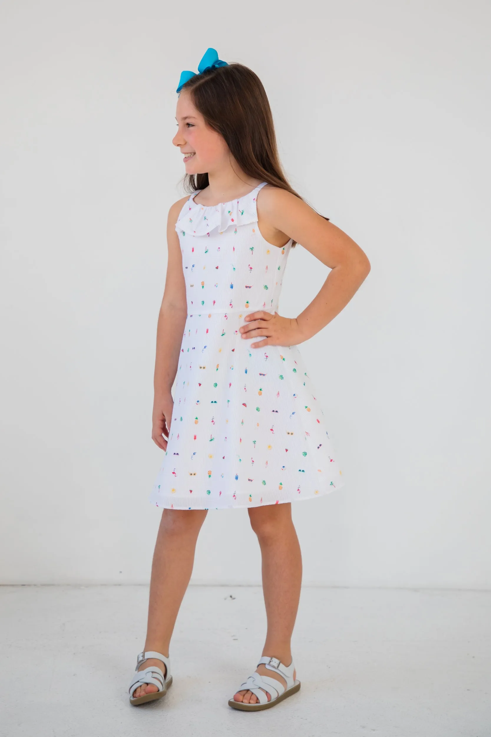 Tropical Paradise Printed Seersucker Dress