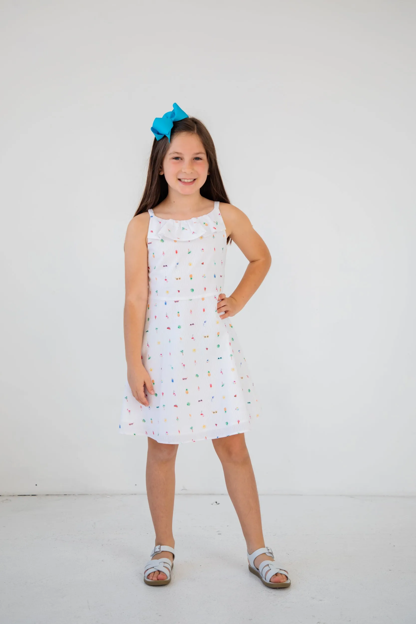 Tropical Paradise Printed Seersucker Dress