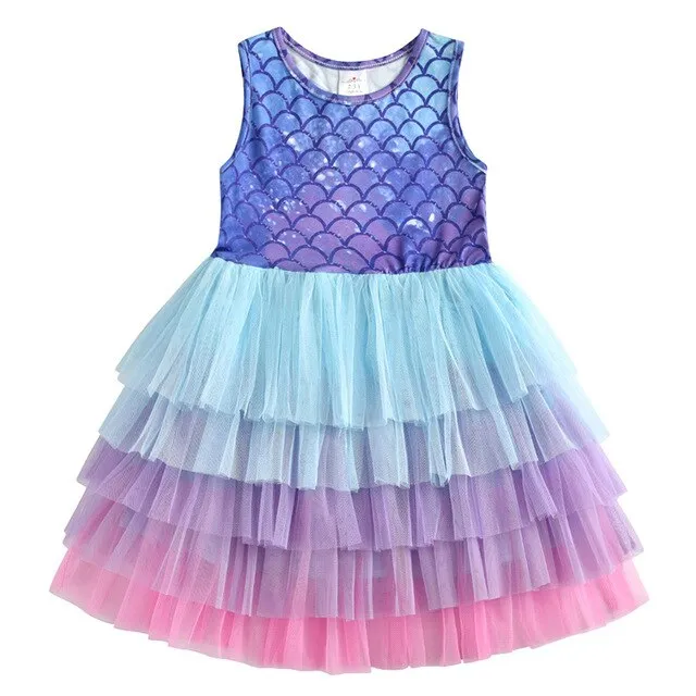 VIKITA princess dress kids unicorn dresses sequin tutu dress