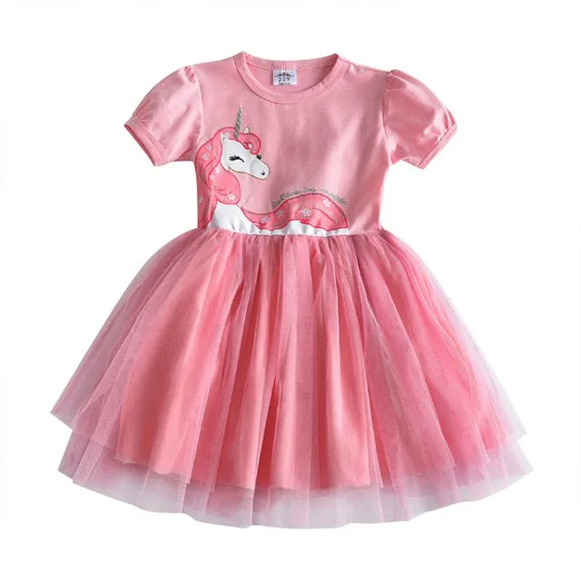 VIKITA princess dress kids unicorn dresses sequin tutu dress