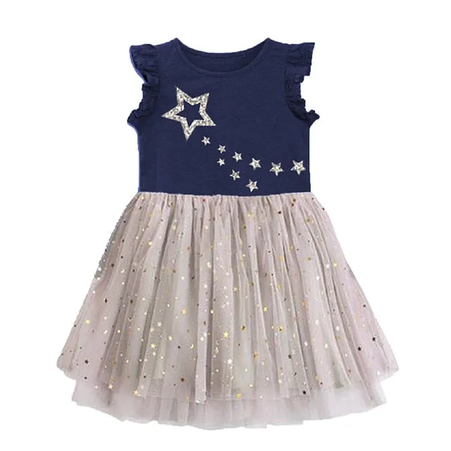 VIKITA princess dress kids unicorn dresses sequin tutu dress