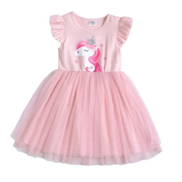 VIKITA princess dress kids unicorn dresses sequin tutu dress