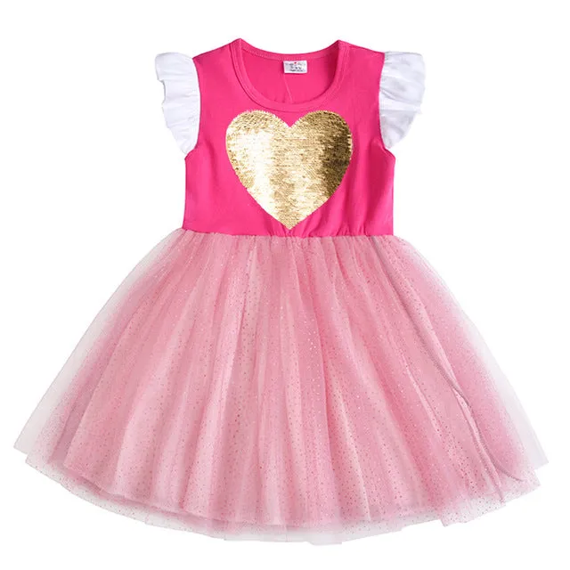 VIKITA princess dress kids unicorn dresses sequin tutu dress