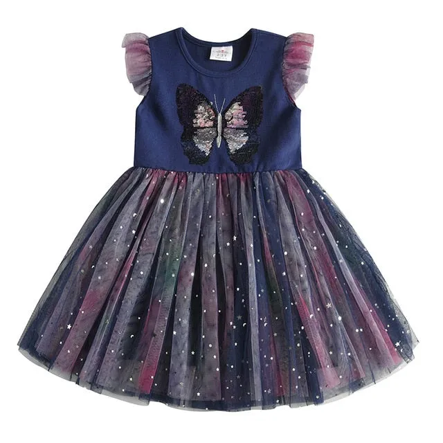 VIKITA princess dress kids unicorn dresses sequin tutu dress