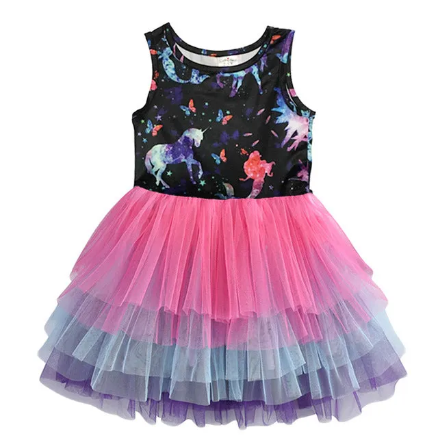 VIKITA princess dress kids unicorn dresses sequin tutu dress
