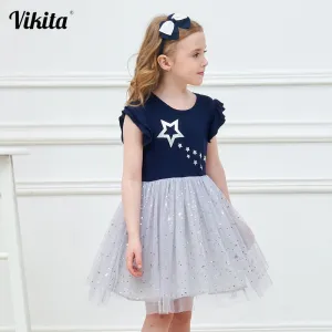 VIKITA princess dress kids unicorn dresses sequin tutu dress