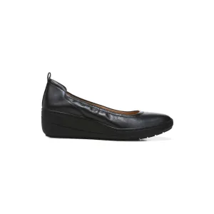Vionic Jacey Slip On Wedge (Women) - Black/Black Leather