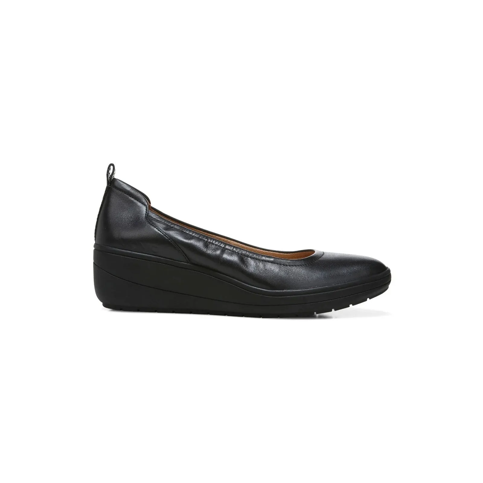 Vionic Jacey Slip On Wedge (Women) - Black/Black Leather