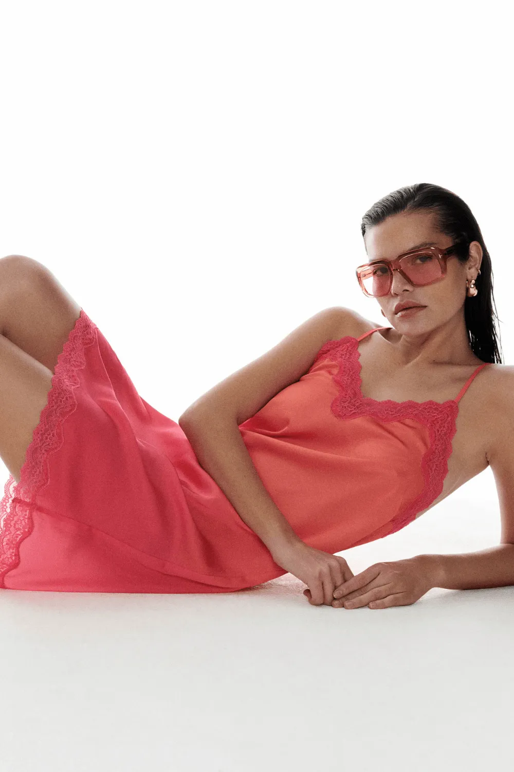 Willow Satin Slip Dress Pink