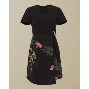 Women Mizalia-Highland Wrap Detail Skater Dress - Black