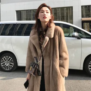 Women Solid Faux Fur Coat Winter Thick