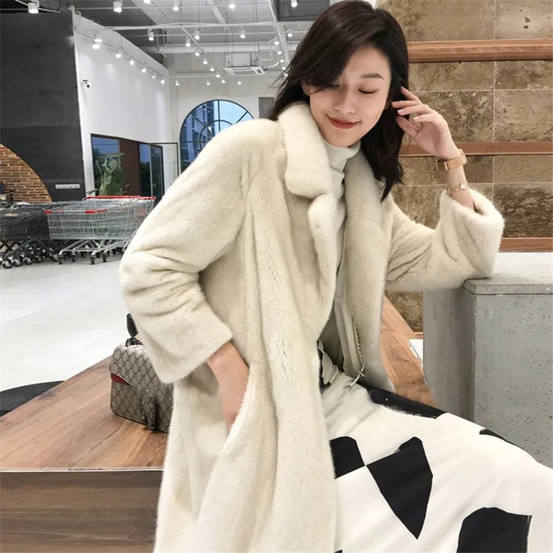 Women Solid Faux Fur Coat Winter Thick