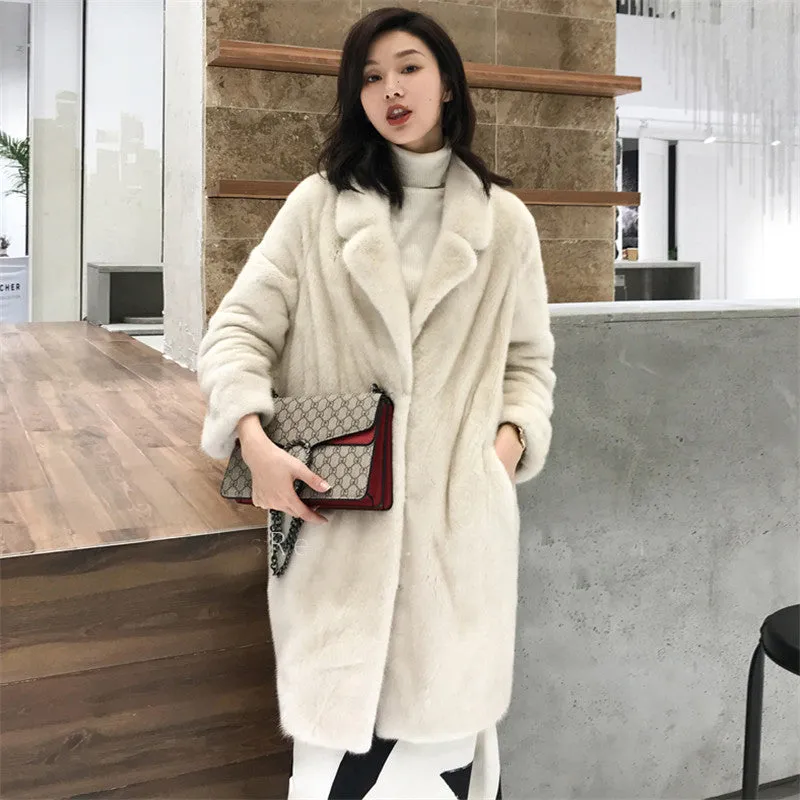 Women Solid Faux Fur Coat Winter Thick