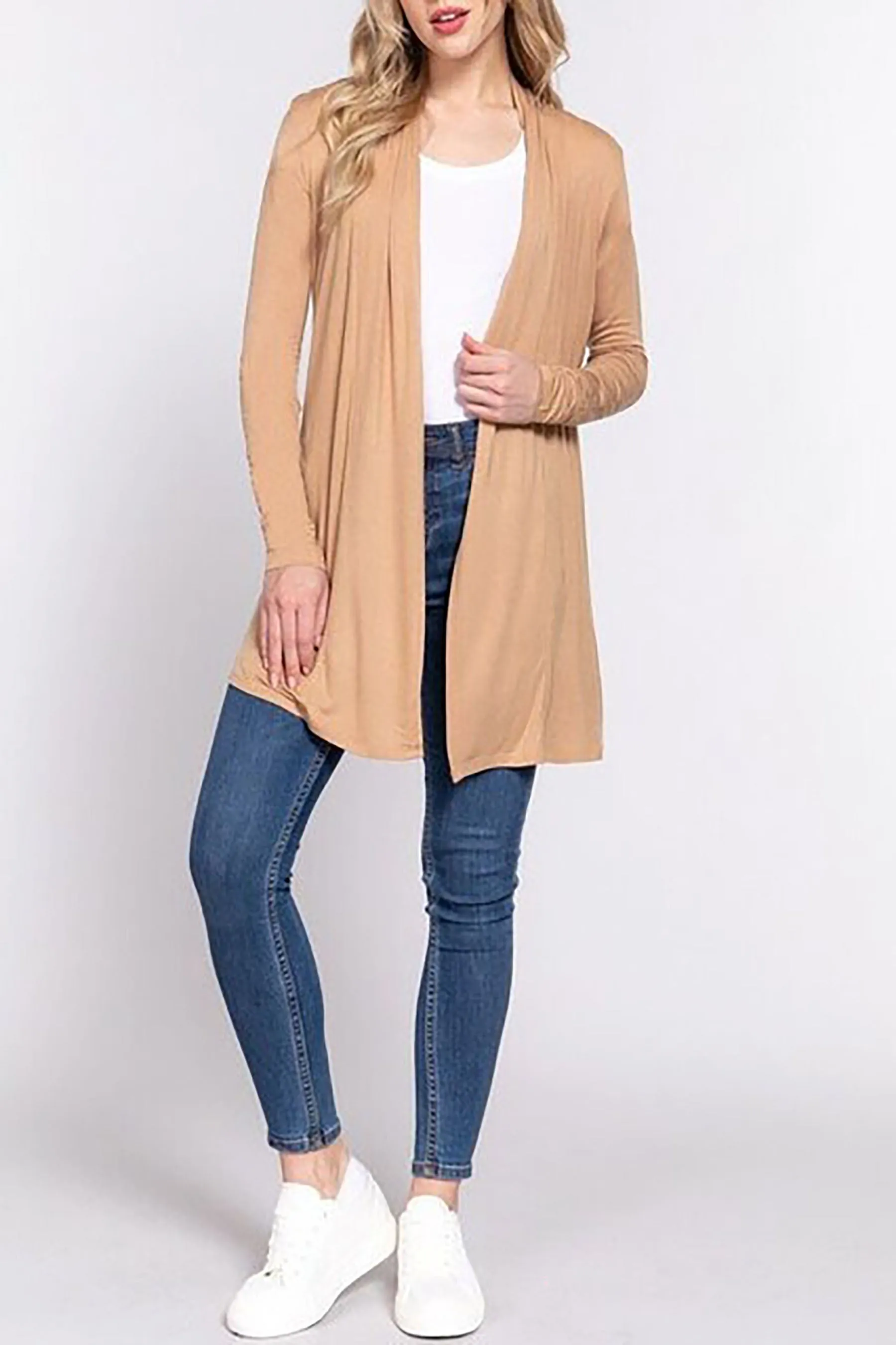 Women's Plus Size Long Sleeve Open Front Cardigan