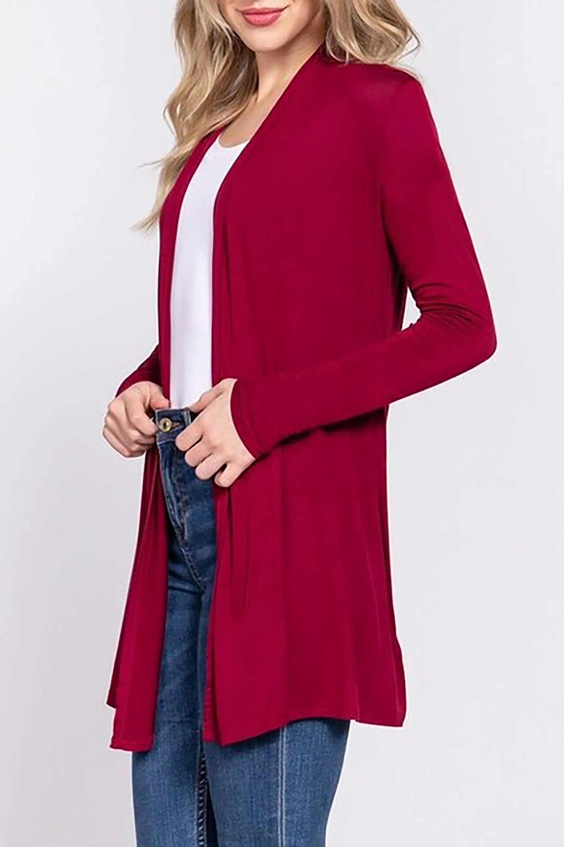 Women's Plus Size Long Sleeve Open Front Cardigan