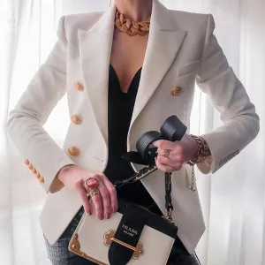 Yeknu Women's New Solid Color Fashion Sexy Multi Buttons Summer And Autumn Casual Suit Office Wear Elegant Short Coat FC996