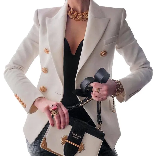 Yeknu Women's New Solid Color Fashion Sexy Multi Buttons Summer And Autumn Casual Suit Office Wear Elegant Short Coat FC996