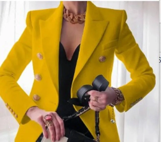 Yeknu Women's New Solid Color Fashion Sexy Multi Buttons Summer And Autumn Casual Suit Office Wear Elegant Short Coat FC996