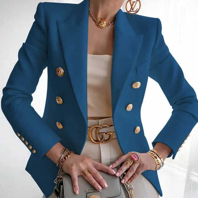 Yeknu Women's New Solid Color Fashion Sexy Multi Buttons Summer And Autumn Casual Suit Office Wear Elegant Short Coat FC996
