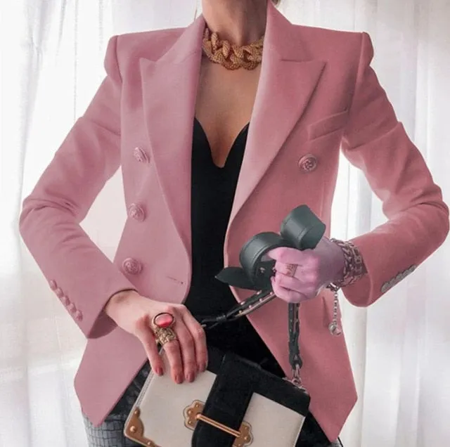 Yeknu Women's New Solid Color Fashion Sexy Multi Buttons Summer And Autumn Casual Suit Office Wear Elegant Short Coat FC996