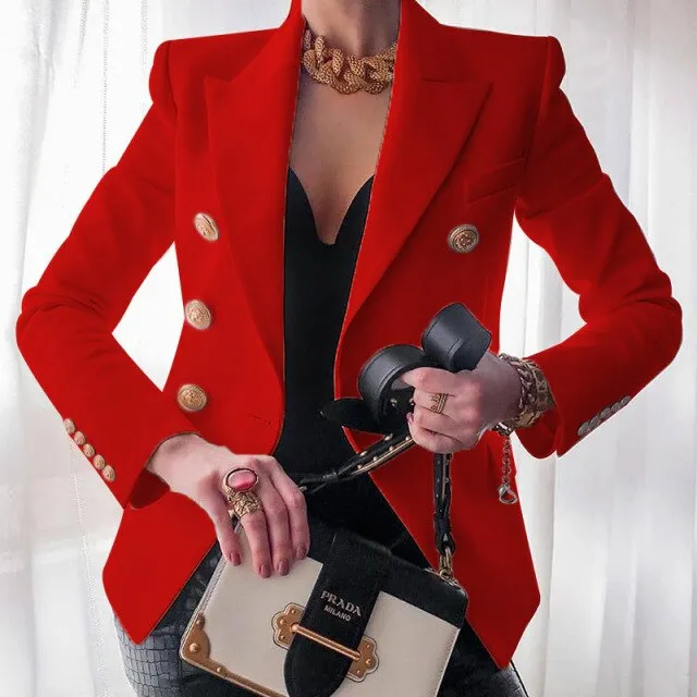 Yeknu Women's New Solid Color Fashion Sexy Multi Buttons Summer And Autumn Casual Suit Office Wear Elegant Short Coat FC996